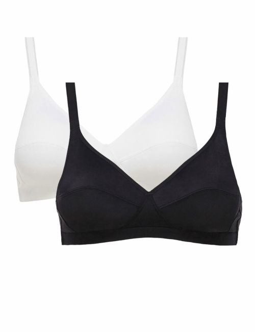 Playtex Basic Micro Support Soft Cup Bra 2 Pack - Black/White