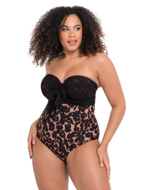 Curvy Kate Wrapsody Bandeau Swimsuit - Leopard Print