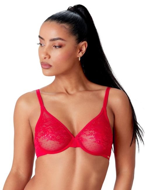 Gossard Glossies Lace Sheer Bra - Chilli Red