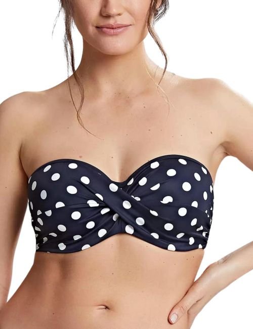 Panache Anya Riva Spot Twist Bandeau Bikini top - Navy/Vanilla