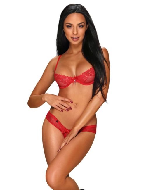 Obsessive Alabastra 2 Piece Lingerie Set - Red