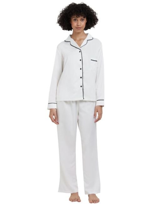 Bluebella Claudia Shirt and Trouser Set - Cream/Black