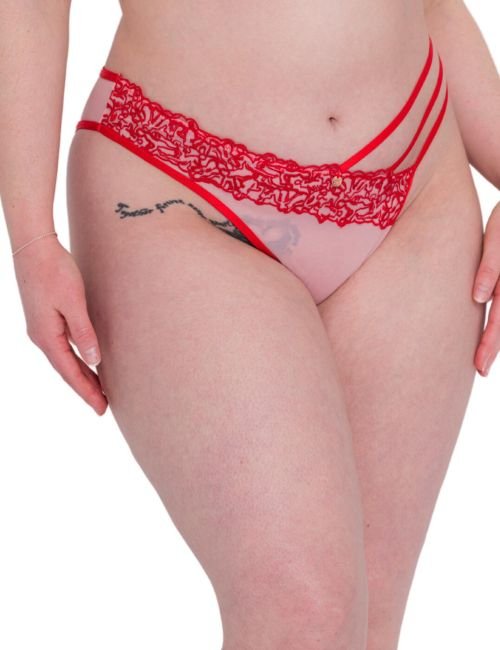 Scantilly by Curvy Kate Tantric Brazilian Brief - Pink/Red