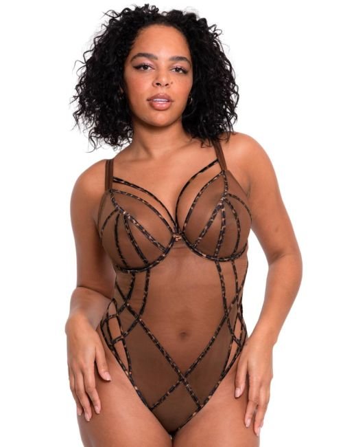 Scantilly by Curvy Kate Senses Plunge Body - Leopard Brown