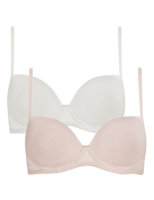 Royce Sophia Smooth T Shirt Bra 2 Pack - Cream & Blush