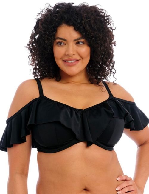 Elomi Plain Sailing Bardot Bikini Top - Black
