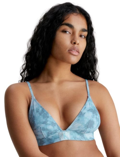 Calvin Klein CK Authentic Triangle Bikini Top - Tie Dye Blue