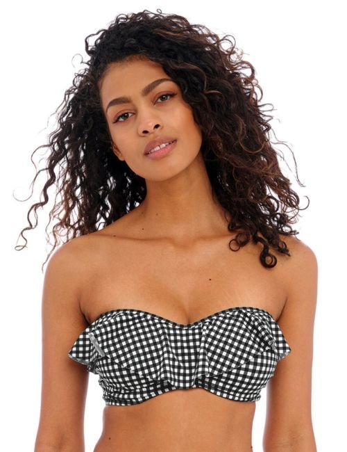Freya Check In Bandeau Bikini Top - Monochrome