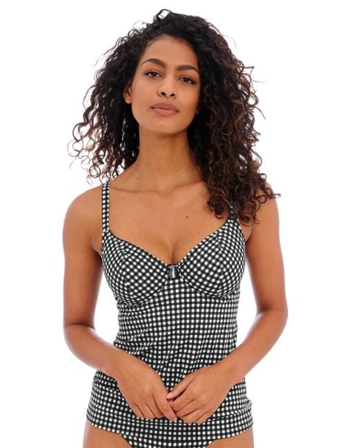 Freya Check In Plunge Tankini Top - Monochrome