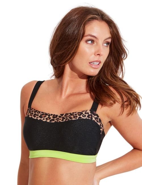 Pour Moi Palm Springs Hidden Underwire Cami Bikini Top - Black/Lime