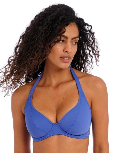 Freya Jewel Cove Underwired Halter Bikini Top - Plain Azure
