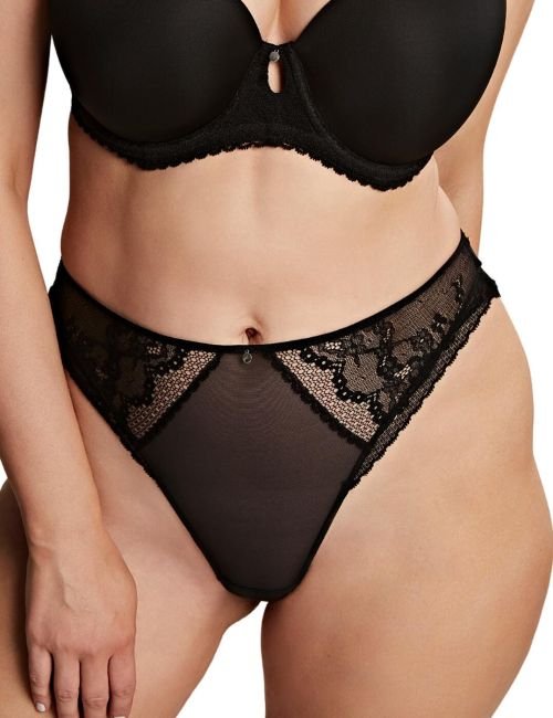 Cleo by Panache Alexis High Waist High Leg Brazilian Brief - Black