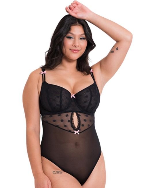 Curvy Kate Frill Me Balcony Body - Black/Pink