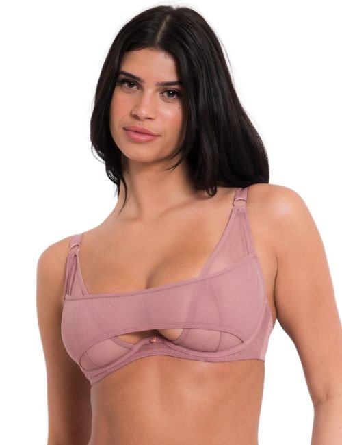 Scantilly by Curvy Kate Peep Show Plunge Bra - Dusty Rose