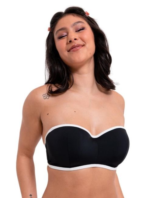 Curvy Kate Minimalist Bandeau Bikini Top - Black/White