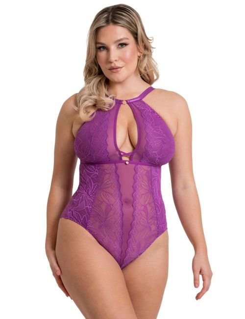 Scantilly By Curvy Kate Opulence Stretch Lace Body - Mystic Purple