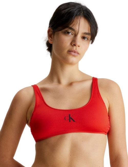 Calvin Klein CK Monogram Bralette Bikini Top - Cajun Red