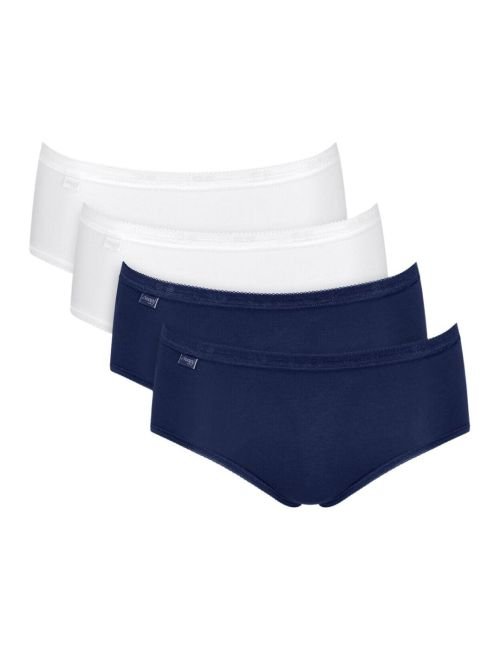 Sloggi Basic + Midi Brief 4 Pack - Navy / White