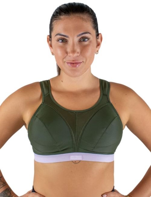 Shock Absorber Active D+ Classic Sports Bra - Forest Green with Purple Trim