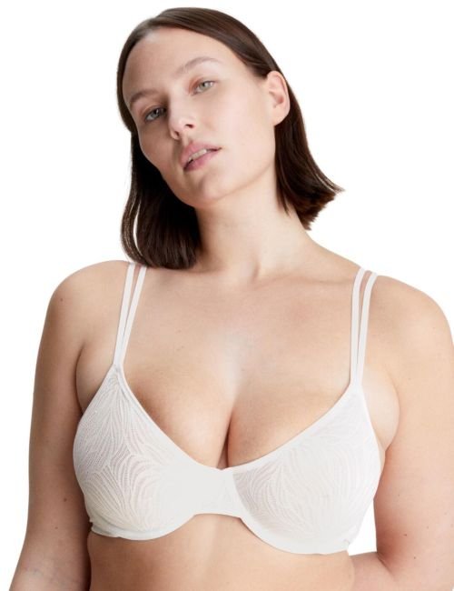 Calvin Klein Sheer Marquisette Unlined Demi Bra - White