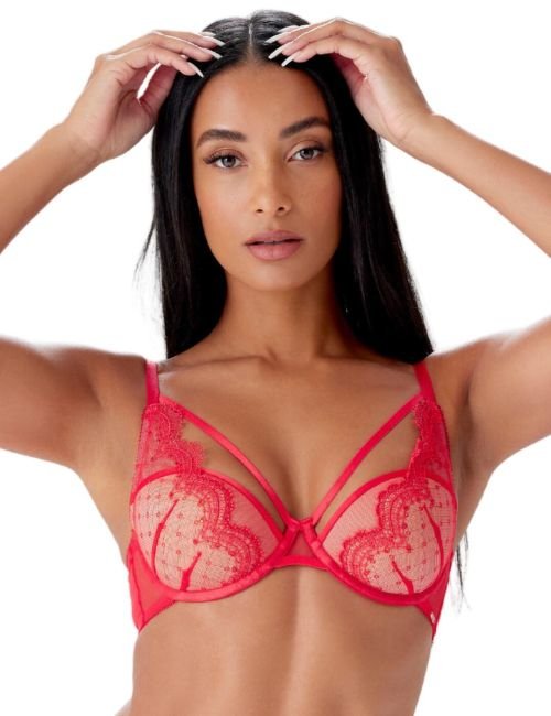 Gossard VIP Audacious Half Cup Plunge Bra - Red