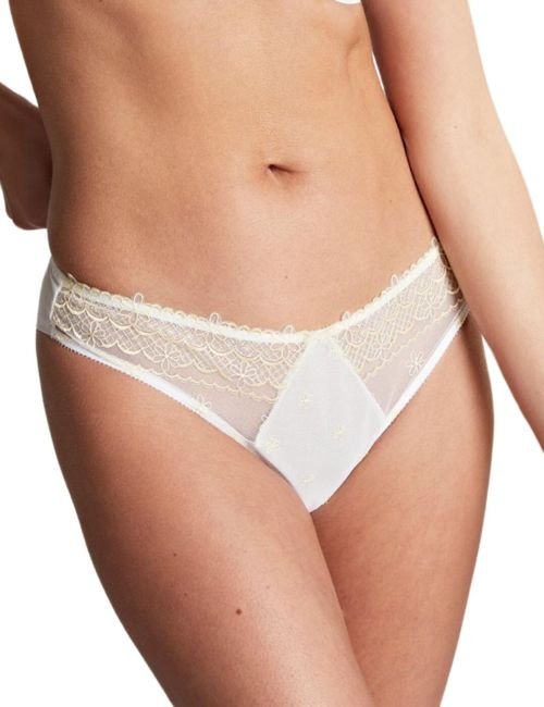 Cleo by Panache Blossom Brazilian Brief - White/Lemon