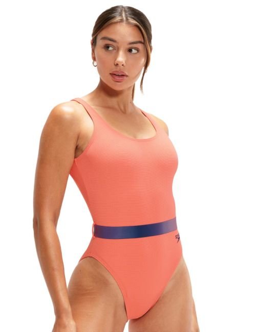Speedo Belted Swimsuit - Orange/Purple