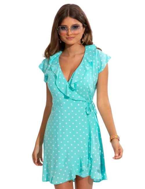 Pour Moi EcoVero Frill Wrap Dress - Mint Spot