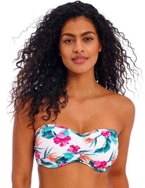 Freya Palm Paradise Bandeau Bikini Top - White