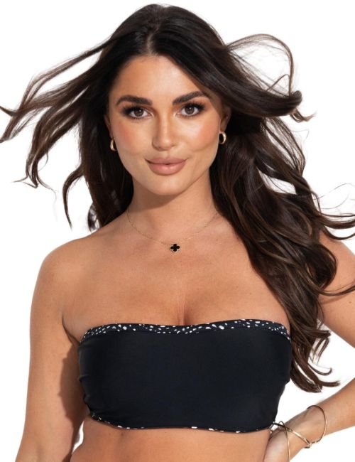 Pour Moi Rhodes Strapless Non Padded Underwired Bikini Top - Black/White