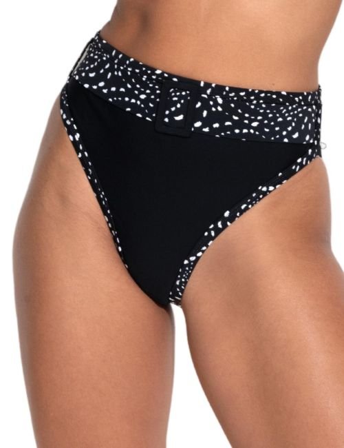 Pour Moi Rhodes High Waist Tummy Control Bikini Brief - Black/White