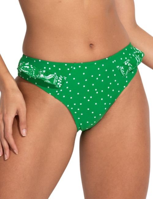 Pour Moi Getaway Full Bikini Brief - Green/White