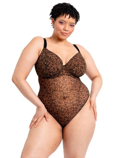 Curvy Kate Cool Cat Plunge Body - Leopard Brown