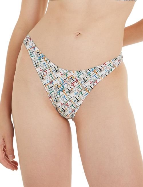 Tommy Hilfiger TH Monogram Cheeky High Leg Bikini Brief - TH Multi Monogram Calico