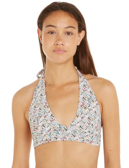 Tommy Hilfiger TH Monogram Triangle Bikini Top - TH Multi Monogram Calico