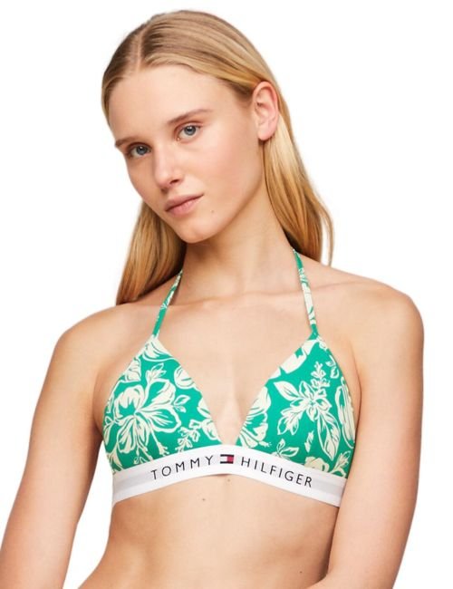 Tommy Hilfiger TH Original Triangle Bikini Top - Vintage Tropical Olympic Green