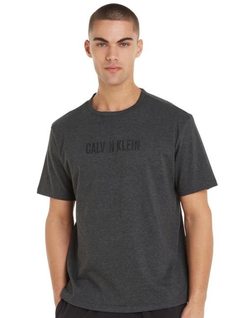 Calvin Klein Intense Power Crew Neck T Shirt - Charcoal Heather/Black Logo