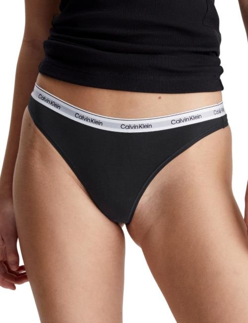 Calvin Klein Modern Logo Thong 3 Pack - Black/ Black/ Black
