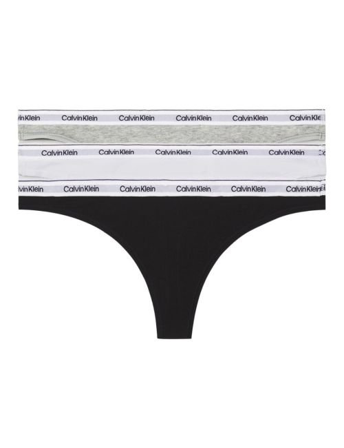 Calvin Klein Modern Logo Thong 3 Pack - Black/ White/ Grey Heather