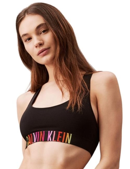 Calvin Klein Intense Power Pride Unlined Bralette - Black / Ombre Pride