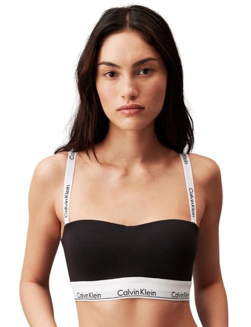 Calvin Klein Modern Cotton Lightly Lined Bandeau Bra - Black