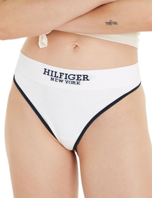 Tommy Hilfiger TH Monotype Contrast Piping Thong - White