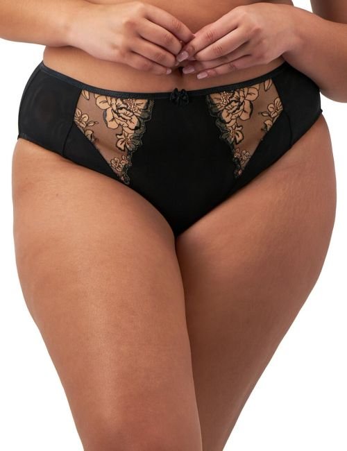 Elomi Teagan High Leg Brief - Black/Almond