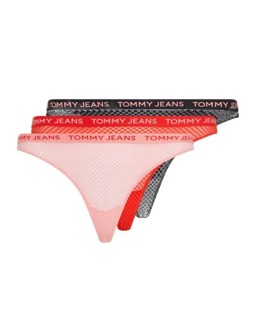 Tommy Hilfiger TJ Lace Thong 3 Pack - Black/Hot Heat/Tickled Pink