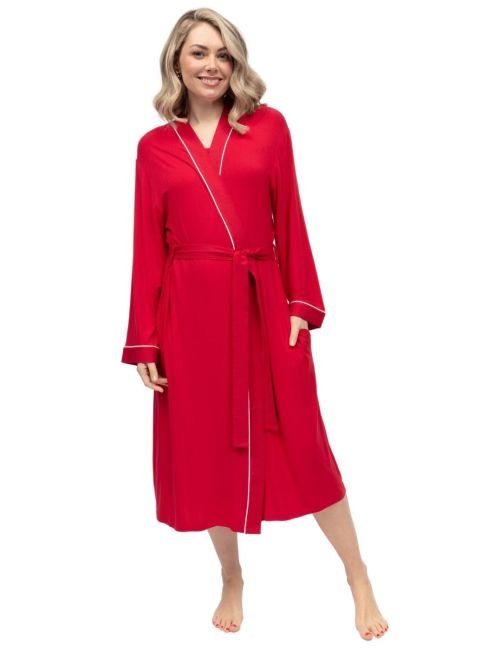 Cyberjammies Montana Jersey Long Dressing Gown - Red
