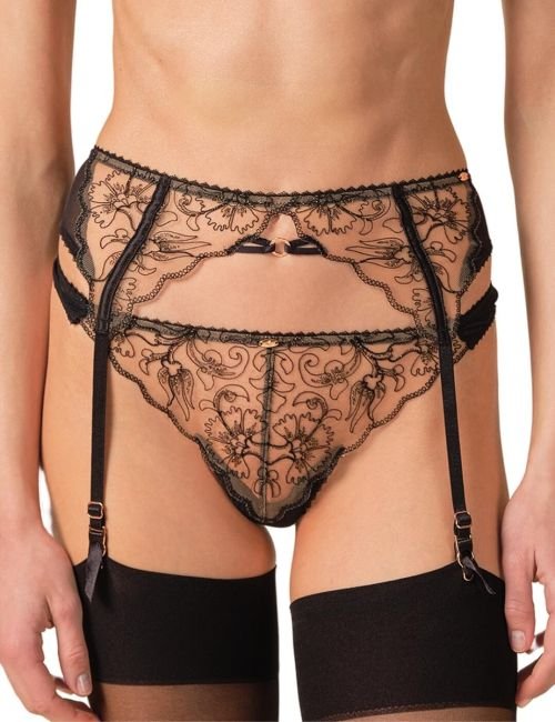 Gossard VIP Fleur De Nuit Suspender - Black