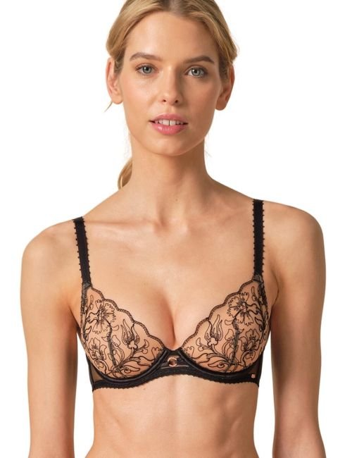 Gossard VIP Fleur De Nuit Non Padded Plunge Bra - Black