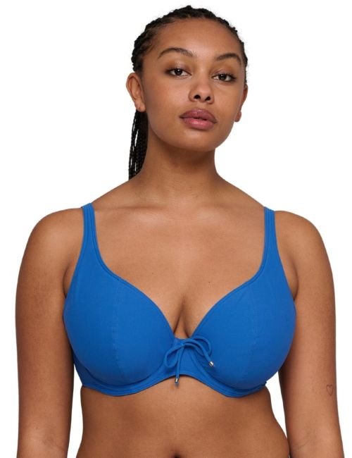 Prima Donna Swim Aswan Padded Plunge Bikini Top - Delphinium Cheer Blue