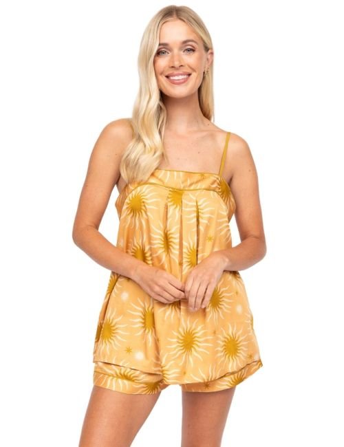 Cyberjammies Fable & Eve London Hoxton Abstract Sun Cami And Shorts Set - Sunshine Peach Mix