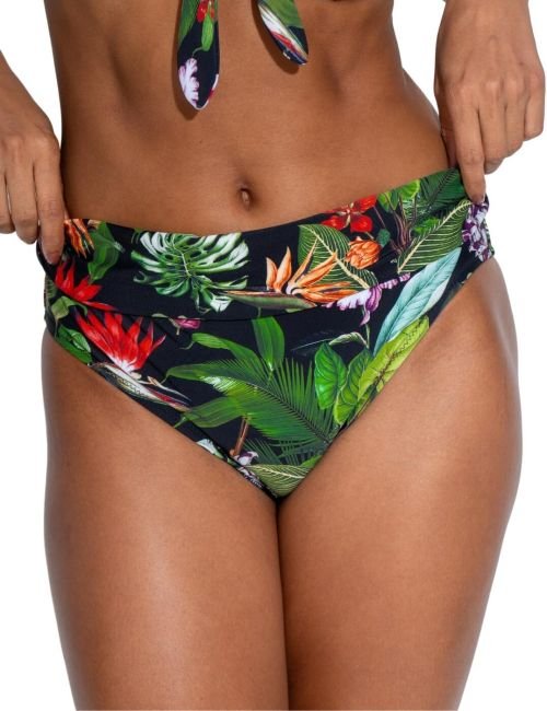 Pour Moi Palermo Fold Over Bikini Brief - Black Tropical